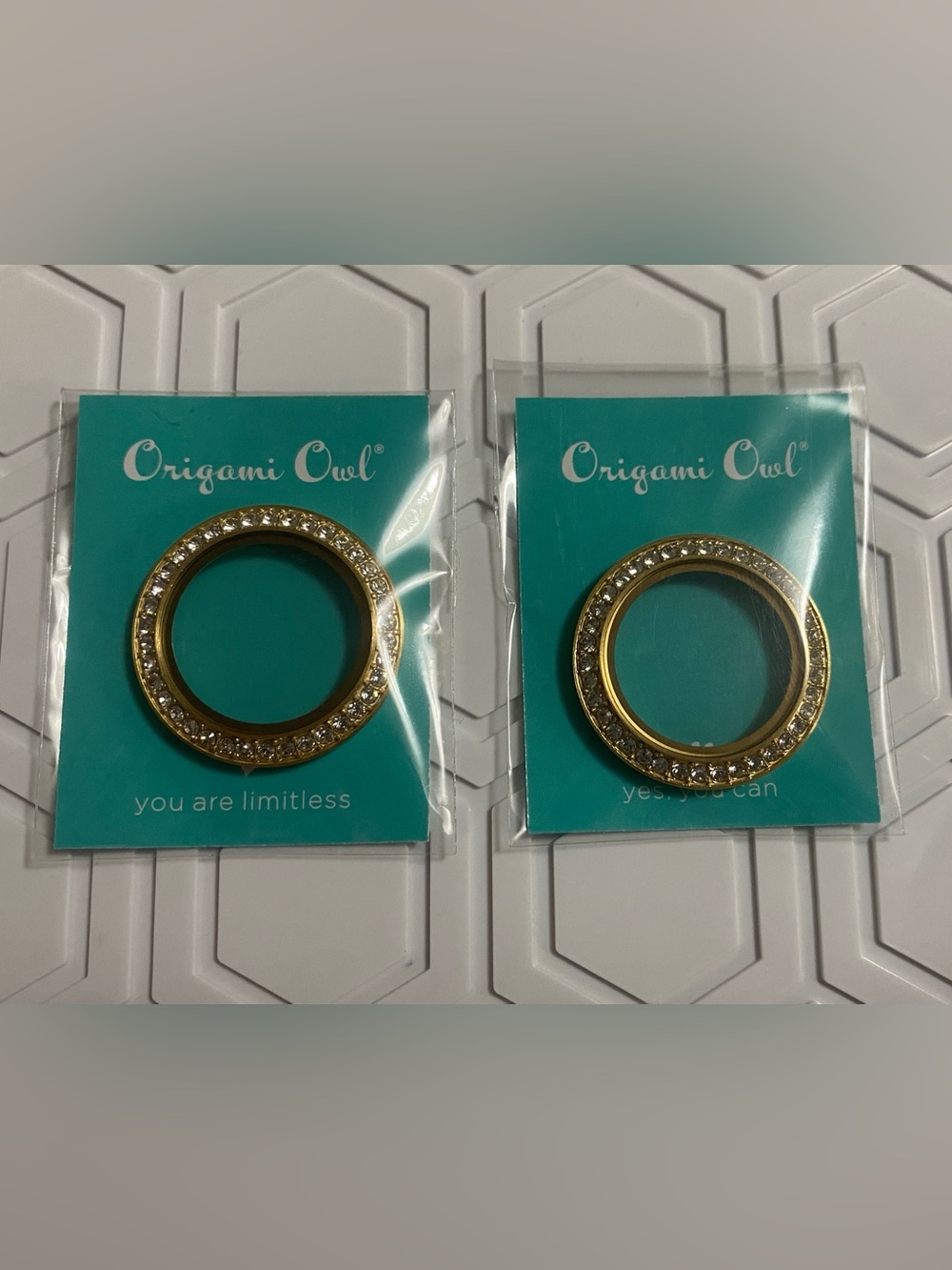 Medium Origami Owl Living Locket Gold and Clear Swarovski Crystal Face